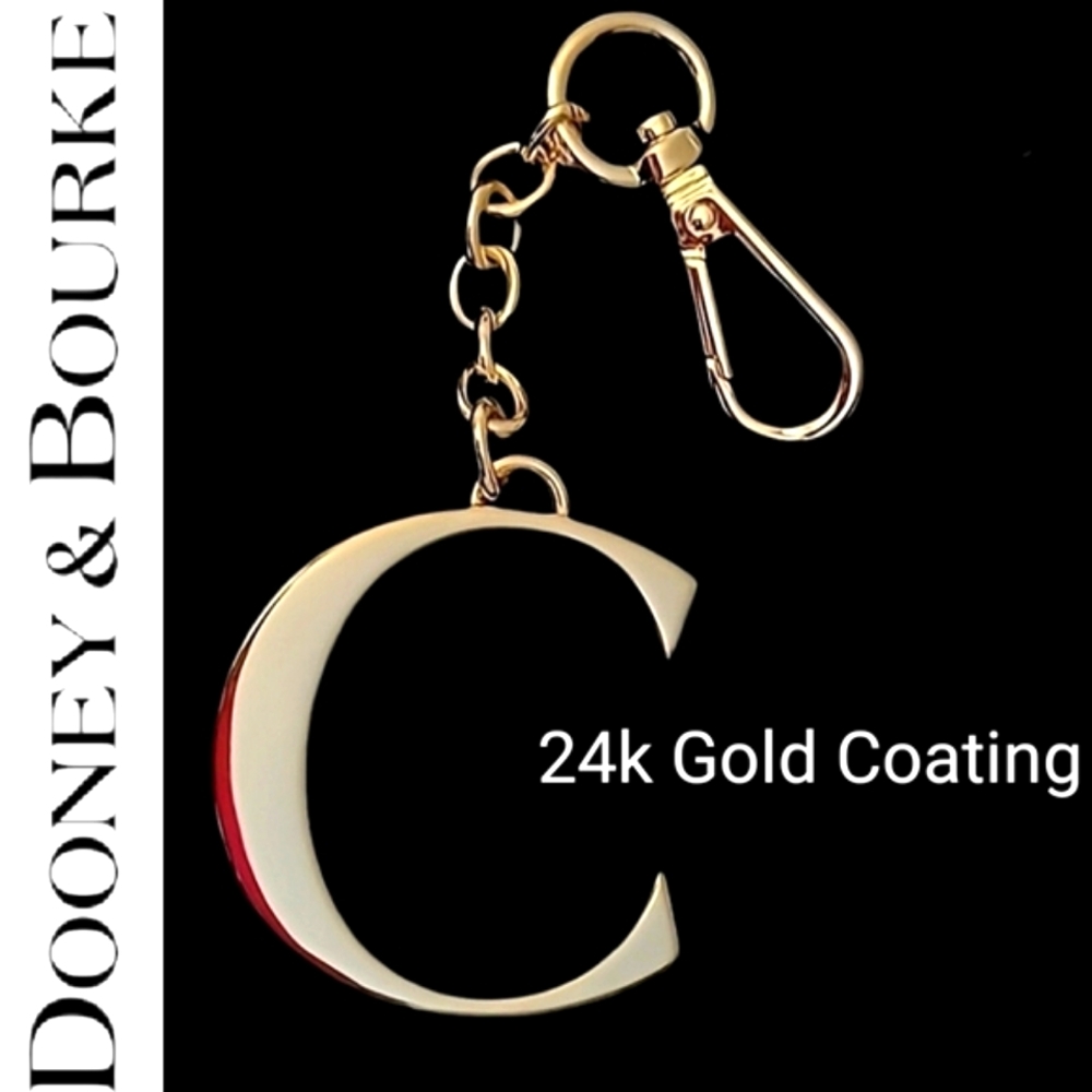 DOONEY & BOURKE * 24k Gold Coated Monogram Pendant Key Chain Letter C  * NWT NIB